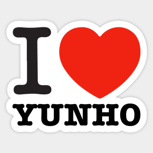 i love Ateez Yunho text typography heart | Morcaworks Sticker